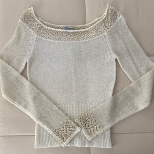 Guess Off-the-Shoulder Cream Sweater